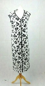 Wall London White And Black Floral Linen Dress Size S CR097 FF 06 - Picture 1 of 5