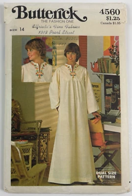 Butterick 4560 Misses' Caftan w/Transfer Size 14 Sewing Pattern UC FF VTG OOP - Image 1 of 4