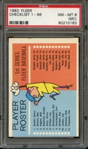1963 FLEER CHECKLIST 1-66 PSA NM-MT 8 (MC) BB - Picture 1 of 1