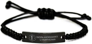 Medical Alert Black Rope Bracelet, Non-Hodgkin's Lymphoma Awareness,SOS Bracelet - Picture 1 of 6
