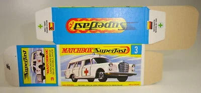 Matchbox Superfast No. 3A Mercedes Ambulance unfolded, printing fresh "H" box - Image 1 of 2