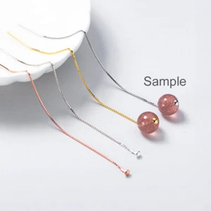 Pendientes enhebradores de hilo de oreja cadena con cabeza de extremo de cuentas de plata de ley 925 A1863 - Imagen 1 de 10