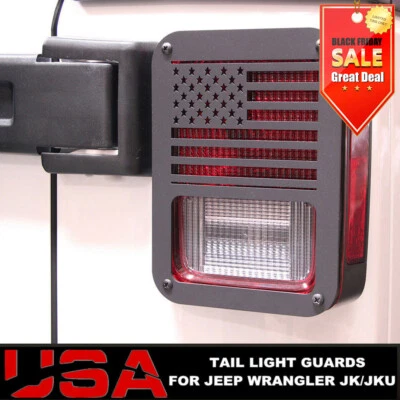 PAIR American Flag Tail Light Covers For 2007-2017 Jeep Wrangler New Free Ship — 第 1/4 张图片