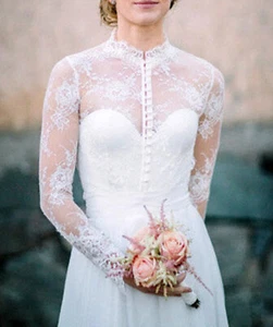 Vestido de novia Topper Chaqueta para Novia Blanco Marfil Encaje Mangas Largas Accesorios - Imagen 1 de 6
