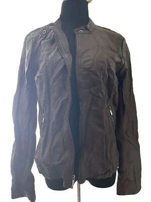 Chaqueta Bomber Express Mujer Extra Grande Marrón Imitación Cuero Motocicleta Foto 1 de 3