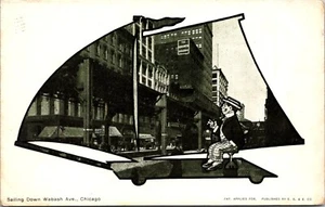 Sailing Down Wabash Ave. Chicago Illinois Postcard - Picture 1 of 2