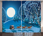 Zasłony bożonarodzeniowe Święty Mikołaj Zima Las Zasłony okienne 2 Zestaw paneli 108x90 cali