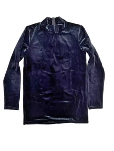 Coco Blanc Navy Velvet Mock Neck Girl Size 8 NWT - Picture 1 of 2