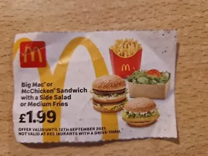 Mc Donald's Saving Discount Voucher 2021 rare,  for collectors - Picture 1 of 2