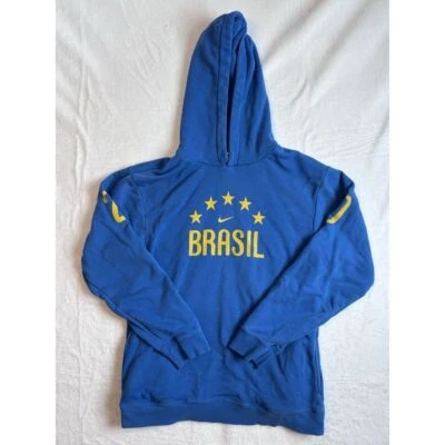 Nike 2010 Brasil Blue Pullover Long Sleeve Hoodie Youth XL Men's S/M * - Image 1 of 4