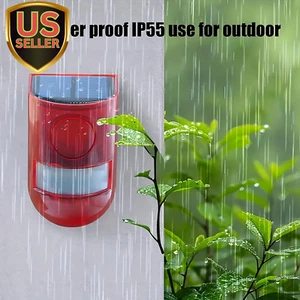 Solar Sound & Light Alarm Motion Sensor 110 Decibels Siren Sound Alert & 6Led... - Picture 1 of 8