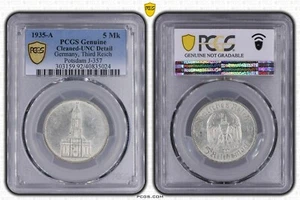 1935-A - Germany (Third Reich) - 5 Marks - PCGS UNC Details Cleaned - Picture 1 of 3