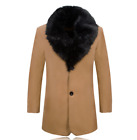 Retro Mens Large Faux Fur Collar Coat Winter Warm Slim Jacket Parka Windbreaker
