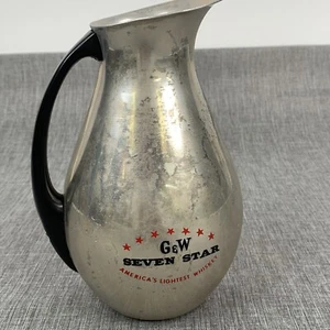 VINTAGE G&W Seven Star Whiskey Aluminum Pitcher Pub Jug - Picture 1 of 14