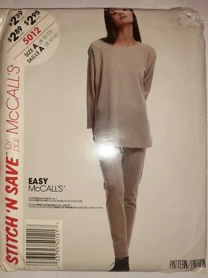 Top Pants Knit McCalls Sewing Pattern 8 10 12 Stitch N Save 5012 VTG 90s UC FF - Image 1 of 4