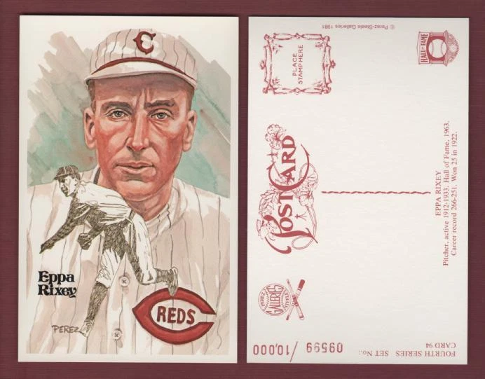 #94 EPPA RIXEY, Reds/Phillies ~ Perez-Steele HALL OF FAME postcard (1 of 10,000) - Image 1 of 1