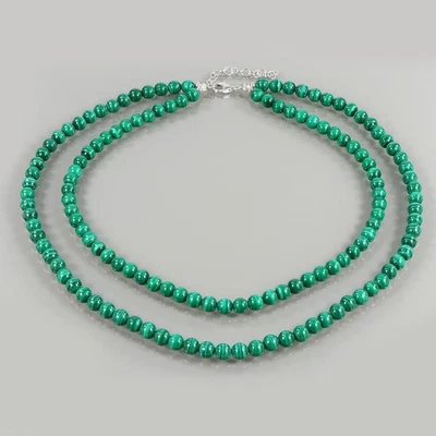 Malachite gemstone 925 sterling silver 2 stack Necklace jewelry Gift her r44 - Изображение 1 из 4
