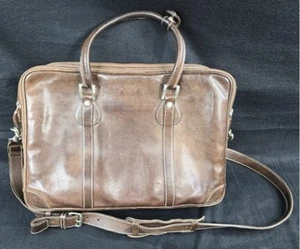 Cole Haan Brown Leather Messenger Bag Briefcase Shoulder Strap - Picture 1 of 8
