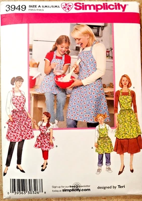 Simplicity Misses'/Child's Apron Pattern 3949 Size S-M-L, w/or wo/ pockets UNCUT - Image 1 of 4