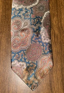Usado en Excelente Condición Corbata Cuello Wembley Starshine 58" x 2 3/4" Vintage Paisley Salvia Azul Rosa Crema - Imagen 1 de 10