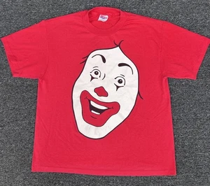 Vintage Single Stitch McDonald's Ronald McDonald Big Face Head T-Shirt Adult L - Foto 1 di 10