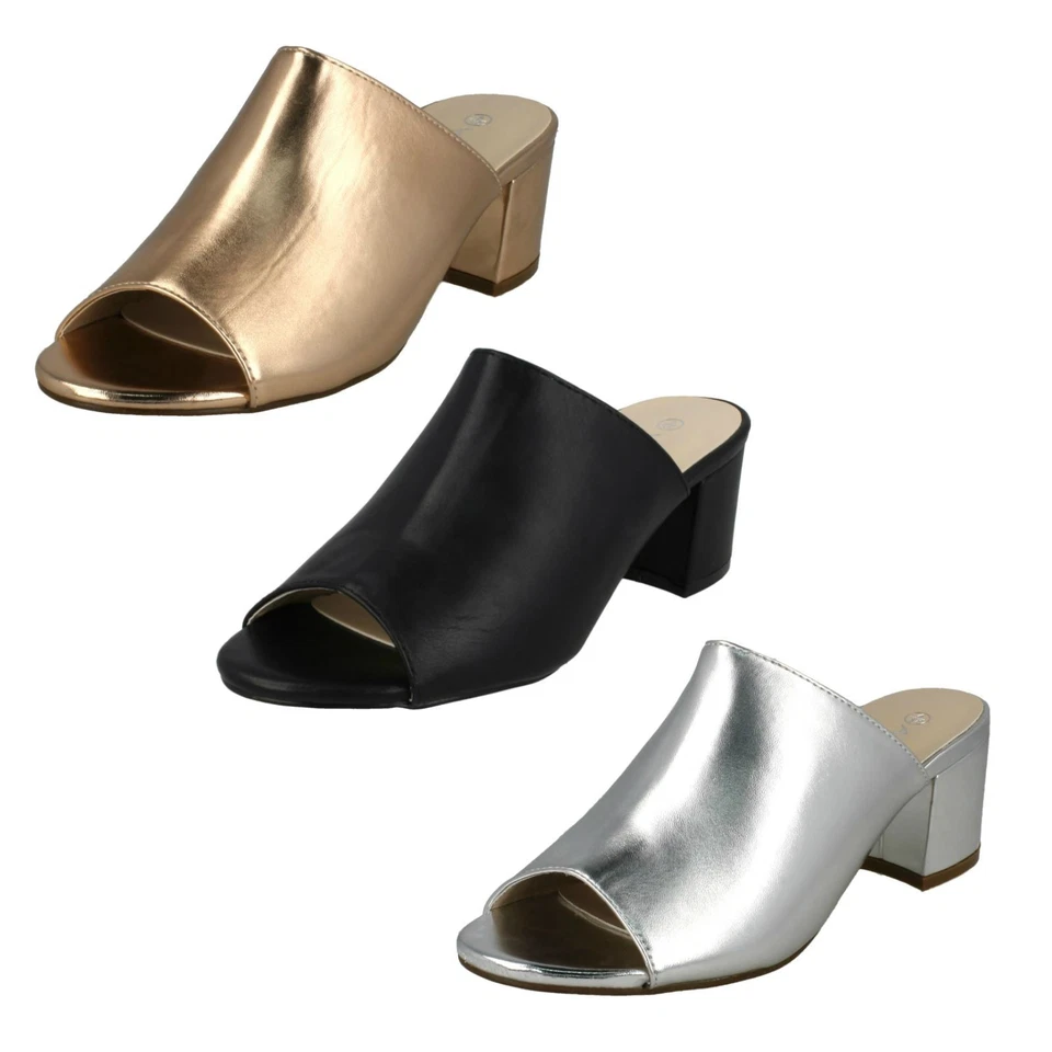 Damen Anne Michelle Grob Absatz Pantoffeln Sandalen F1R0664