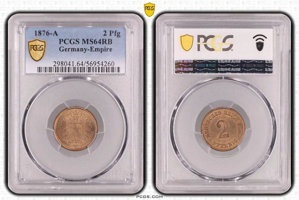 Kaiserreich 2 Pfennig 1876 A J-2 MS64RB 130088 - Image 1 of 1