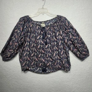 Camicia Denim & Supply Ralph Lauren Peasant Top Paisley RL Boho manica 3/4 piccola - Foto 1 di 10