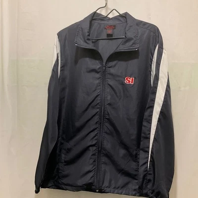 Chaqueta cortavientos Sports Illustrated SI para hombre cremallera completa azul marino blanco Foto 1 de 4