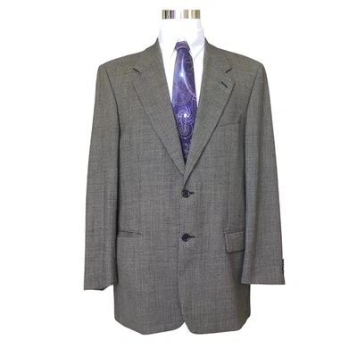 Blazer Traje Chaqueta Abrigo Deportivo Vintage Kasper 42T Negro Tostado Pata de Gallo 100% Lana Foto 1 de 4