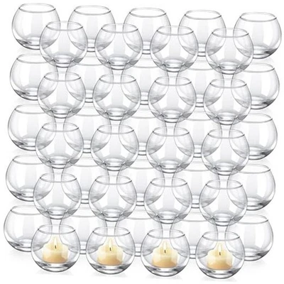 48 Pcs Clear Glass Votive Candle Holders Bulk Tealight Candle Holders Wedding  - Image 1 of 4