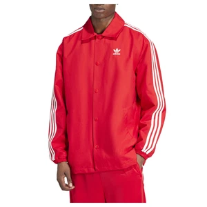 adidas Adicolor Mesh Coach Button Down Jacket Mens Red Casual Athletic Outerwear - Picture 1 of 2