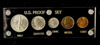 1941 US Mint Silver Proof 5 Coin Set In Capital Holder. Free Shipping! - Image 1 of 4