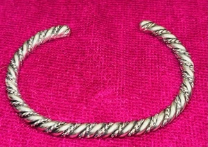 Vintage Estate Mexican Twisted Sterling Silver Wire Cuff Bracelet - Picture 1 of 7