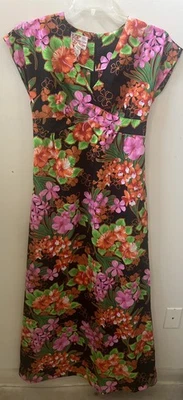 Sears Hawaiian Vintage Long Maxi Floral Bright Colorful Dress Pristine size 10 - Image 1 of 4