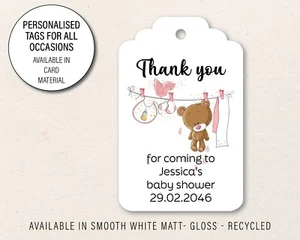 30 x Personalised Baby Shower Gift Tags, Thank you for coming tag Teddy 103 - Picture 1 of 3