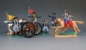 TIMPO SWOPPET ACW REBELS, YANKEES, CAVALRY, FIELD GUN, HORSES, RED 7th PENNANT - Picture 1 of 9