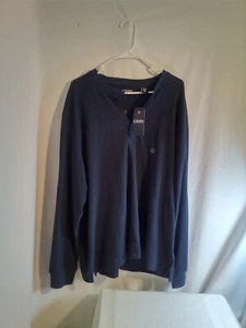 Chaps Shirt Mens 2XL Blue Pullover Embroidered Logo Stretch 1/4 button . NWT - Picture 1 of 8