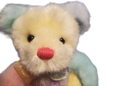 Sorbet Teddy First and Main Pastel Rainbow Colors Lace Feet Paws Pink Nose Bear - Image 1 of 4