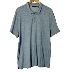 Perry Ellis Polo Shirt Pima Cotton Short Sleeves Blue Geometric Pattern Size XXL - Picture 1 of 12