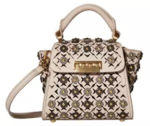 NWT ZAC Zac Posen Leather Purse Small Crossbody Beige & Brown Floral $395 retail - Picture 1 of 12