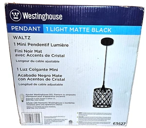 Westinghouse Pendant 63627 Waltz 1 Light Mini, Matte Black Finish W/crystal Acce - Picture 1 of 8