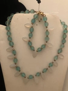 See Thru Blue and White Beads - Picture 1 of 1