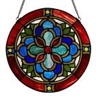 Window Panel Circular Geometric Vibrant Multicolor Stained Glass Round Hanging