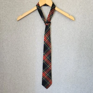 TARTAN TIE - Bert Pulitzer Red Blue Green Plaid Black Cotton Wool Scottish - Picture 1 of 5