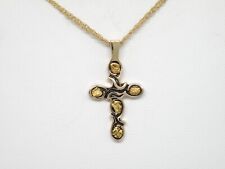 Genuine 14k Gold,  Natural gold nuggets, Oxidized  Cross Pendant   New