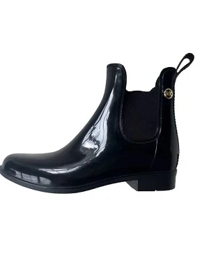 Michael Kors Ankle Boots Rain Booties Women’s Size 6 Black  Silver MK Rubber - Image 1 of 4