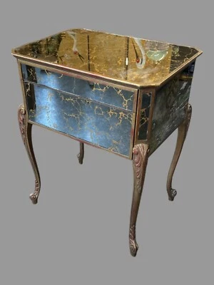 Hollywood Regency 中世纪中国风镜面边桌架 — 第 1/4 张图片