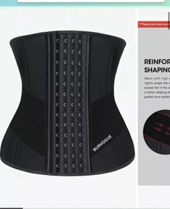 Burvogue Waist Trainer Women Latex Corset (9 Steel Bones & Waist Belt) Sz MED - Picture 1 of 11