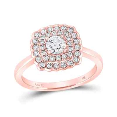0.72ctw Diamond Cushion Shape Double Halo Engagement Ring 14k Rose Gold - Image 1 of 2